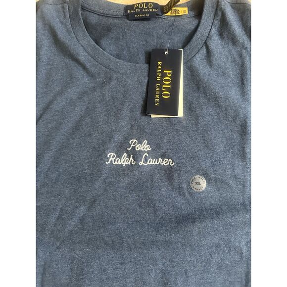 NWT Polo Ralph Lauren XXL 2XL Basic Cotton Logo Tee T Shirt Blue Classic Fit - Picture 1 of 8